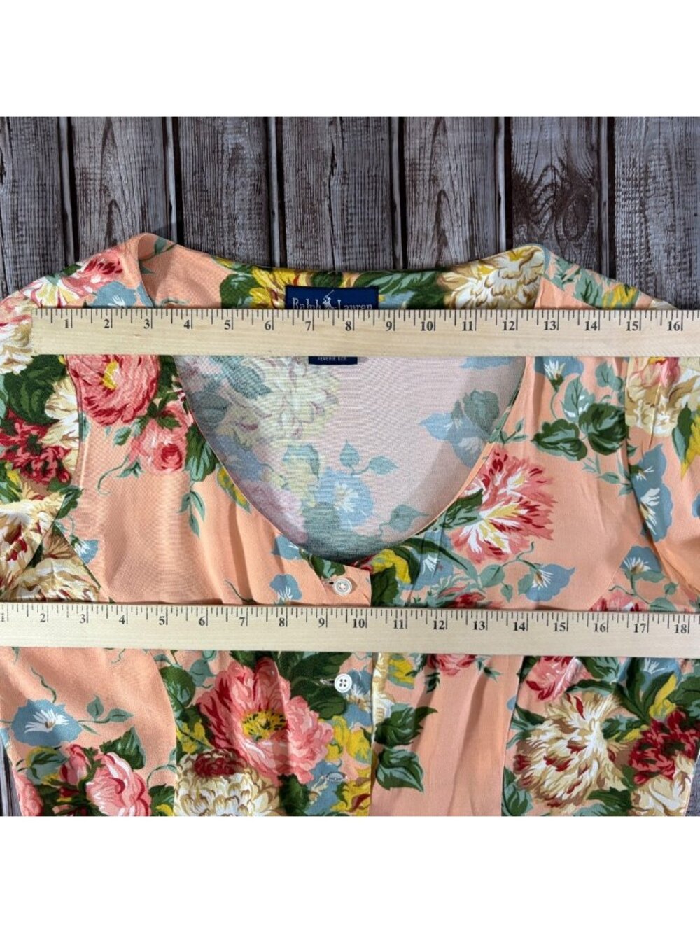Polo Ralph Lauren Floral Shirtdress size 10 color salmon multi vintage - Picture 4 of 7